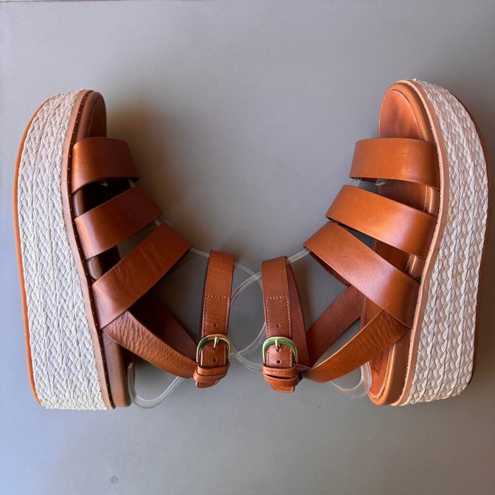 FitFlop Eloise Wedge Sandals Womens Size 8 Tan Platform Espadrille Strappy Shoes - Picture 7 of 16